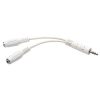 3.5mm Mini Stereo Cable adapter Y Splitter for Speakers and Headphones (M to 2x F) White, 6-in. (15.24 cm)