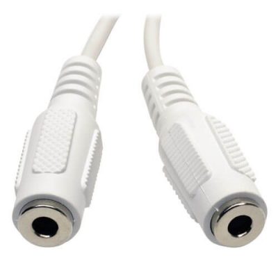 3.5mm Mini Stereo Cable adapter Y Splitter for Speakers and Headphones (M to 2x F) White, 6-in. (15.24 cm)