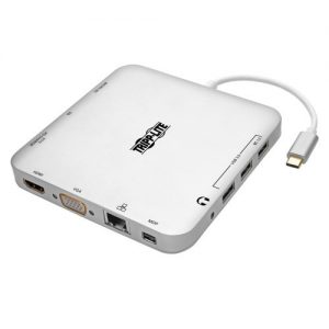 USB-C Dock, Dual Display - 4K HDMI/mDP, VGA, USB 3.2 Gen 1, USB-A/C Hub, GbE, 60W PD Charging, Silver