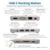 USB-C Dock, Dual Display - 4K HDMI/mDP, VGA, USB 3.2 Gen 1, USB-A/C Hub, GbE, 60W PD Charging, Silver